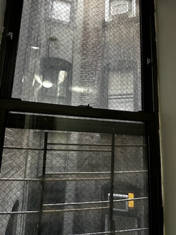 Historic NYC Wired Glass Window & Frame Deep Scrub