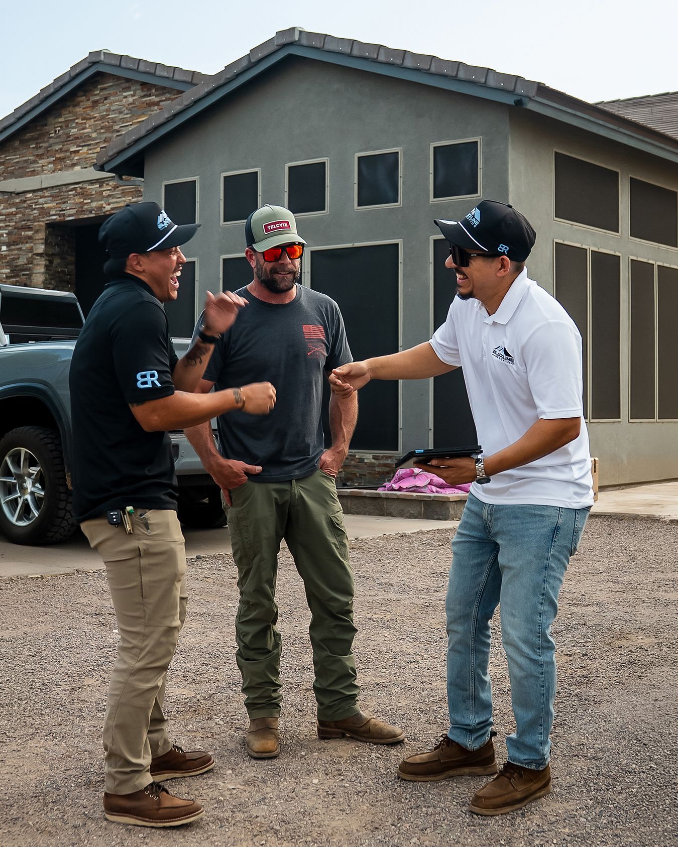 The Blackline team reviewing a job on a tablet