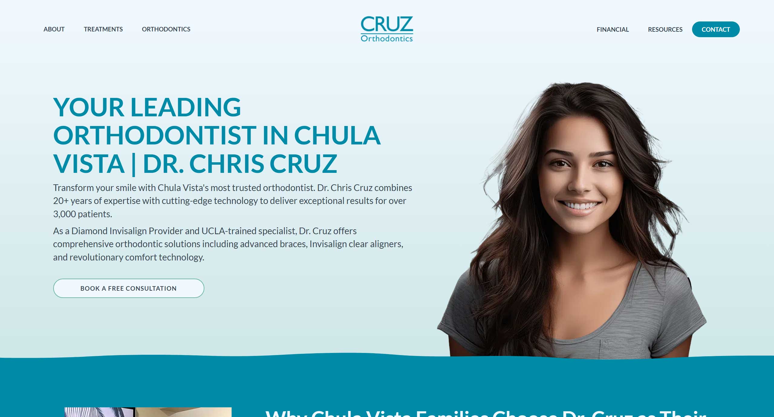 Homepage screenshot of Cruz Orthodontics