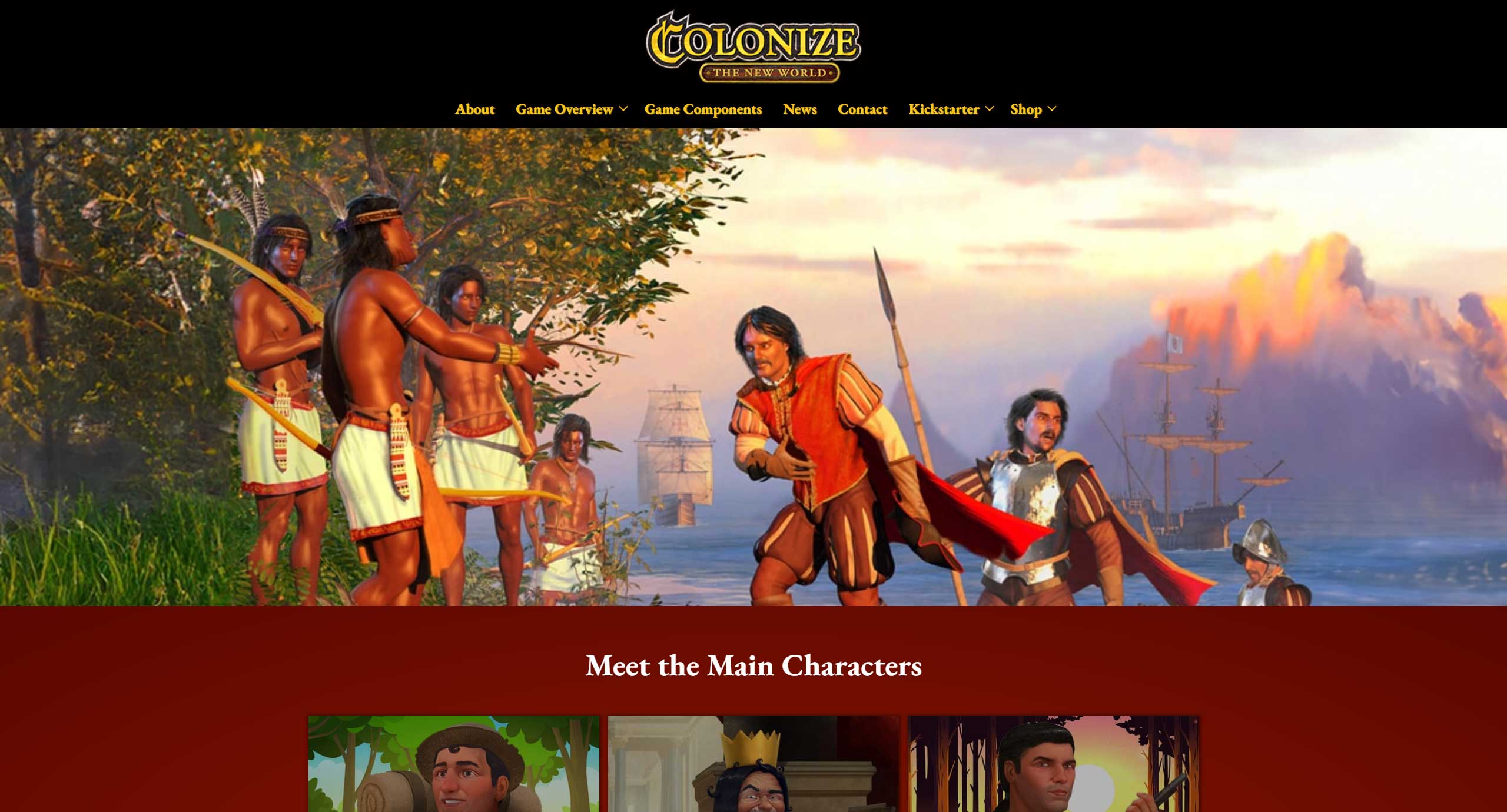 Homepage screenshot of Colonize The New World