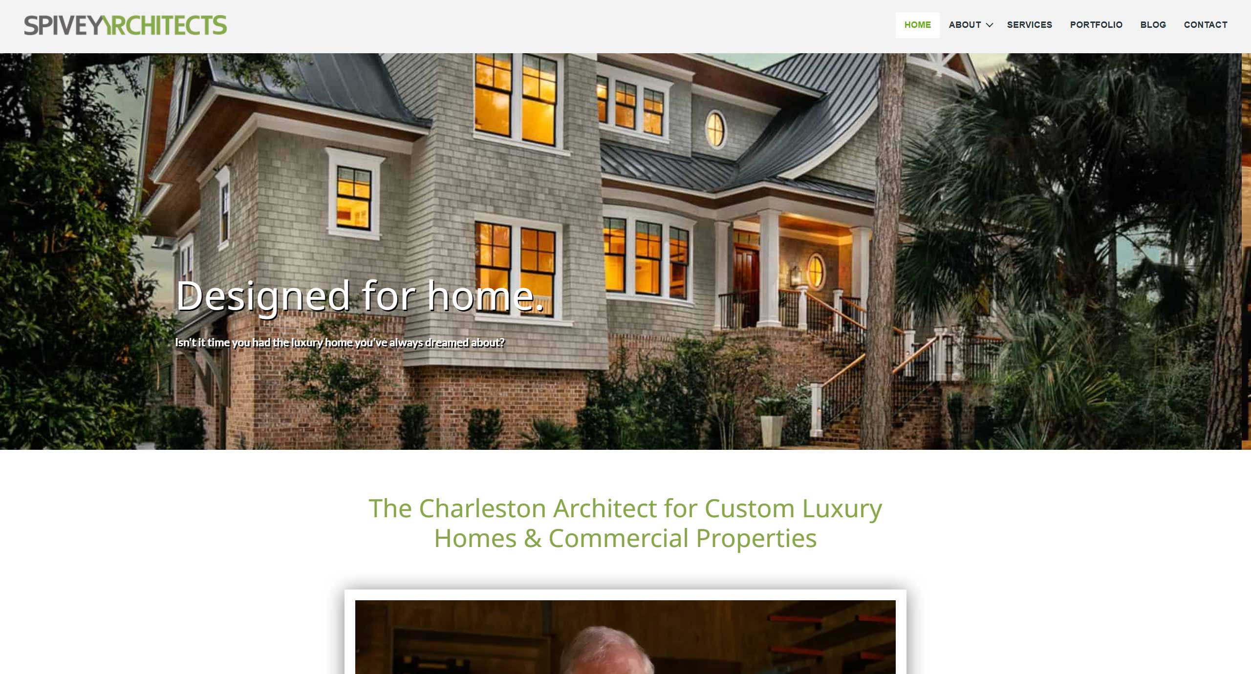 Homepage screenshot of Spivey Architects