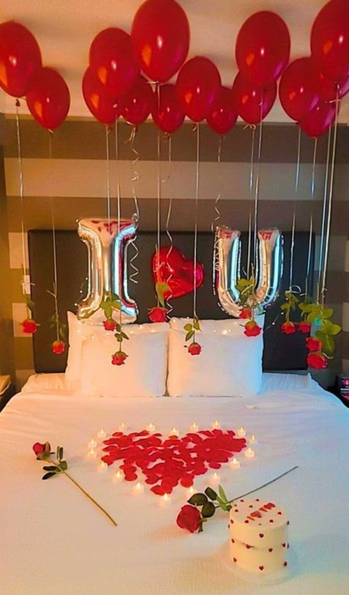 I Love You Romantic Suite centerpiece decor by Vibrant Affairs LLC