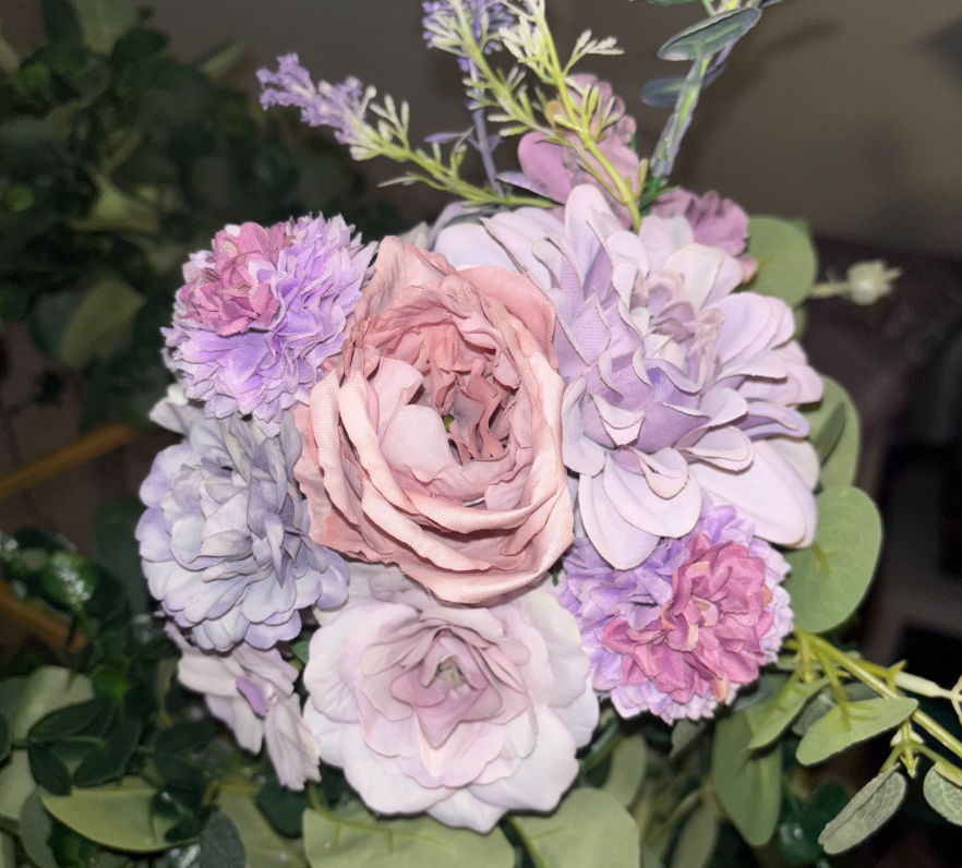 Bespoke Mauve & Lavender Florals centerpiece decor by Vibrant Affairs LLC