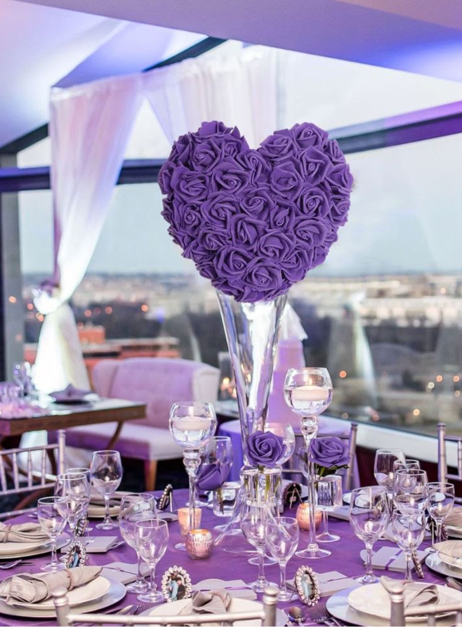 Lavender Heart Topiary centerpiece decor by Vibrant Affairs LLC