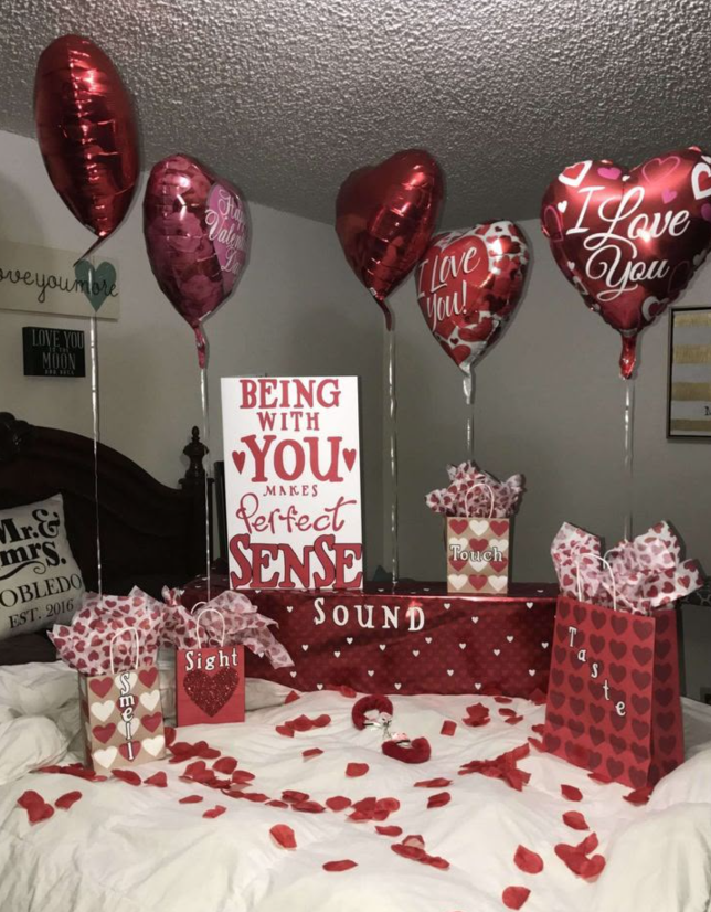 5 Senses Valentine Surprise centerpiece decor by Vibrant Affairs LLC