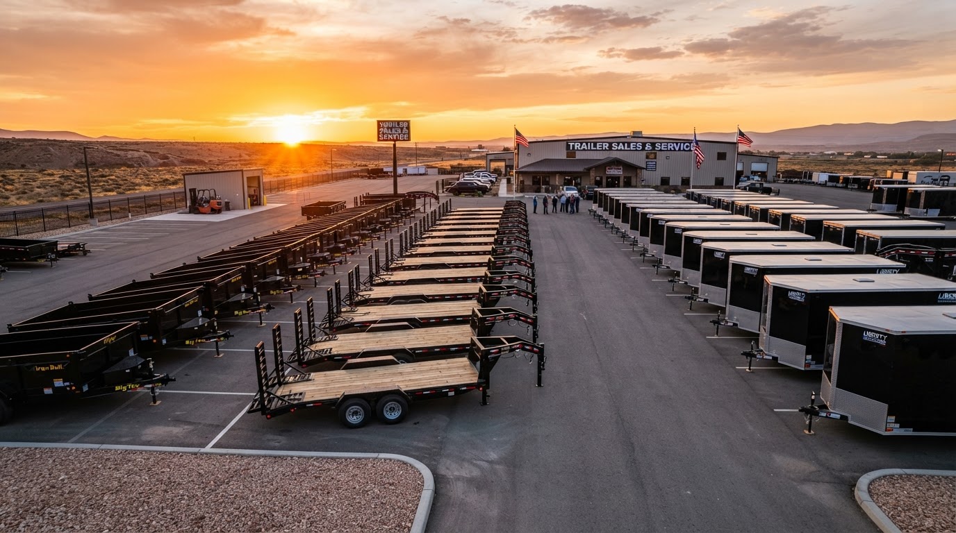 TLT Trailers Dealership Lot with Dump and Equipment Trailers