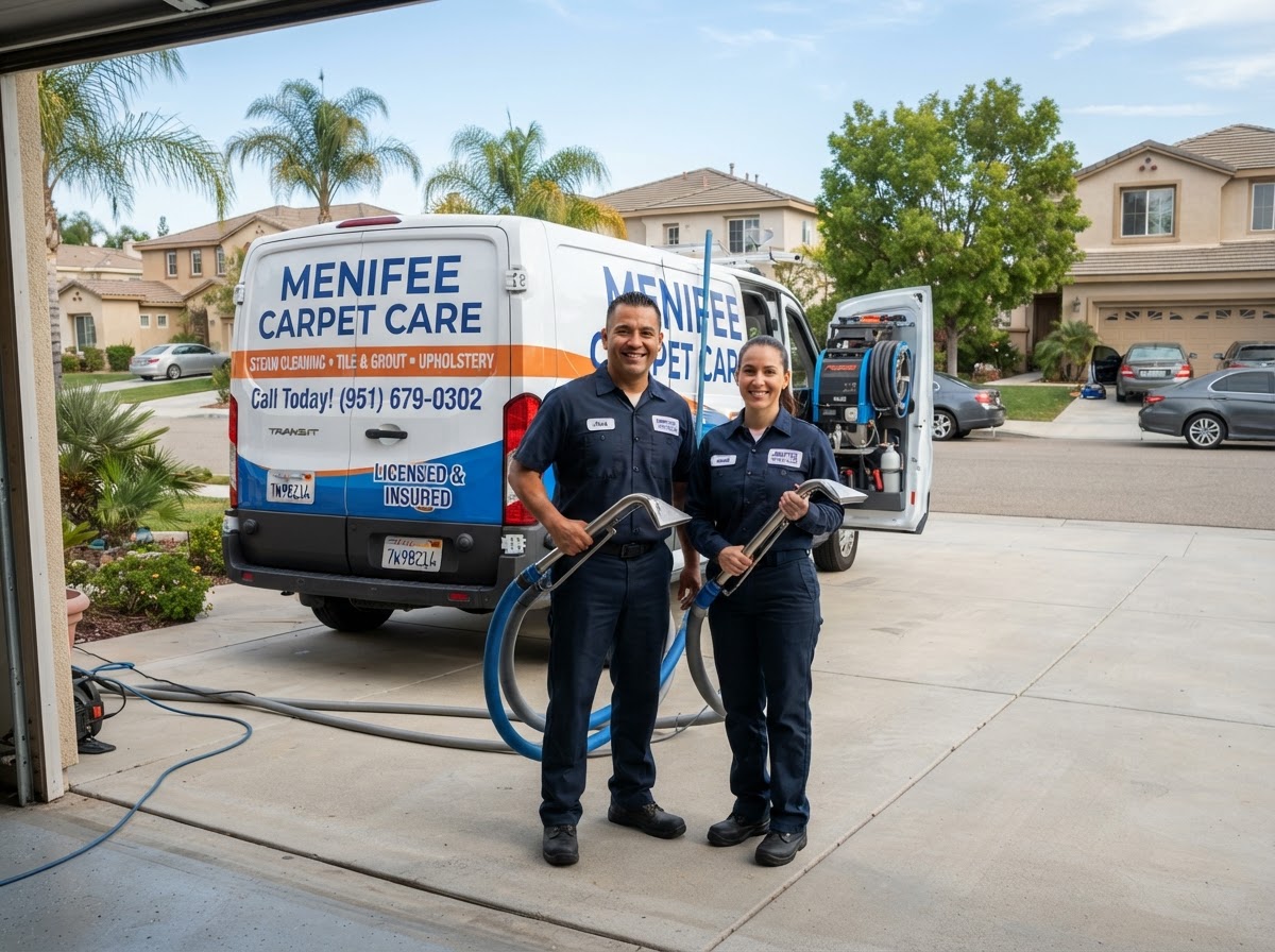 Kirkland Steemer cleaning crew with service van in Menifee CA