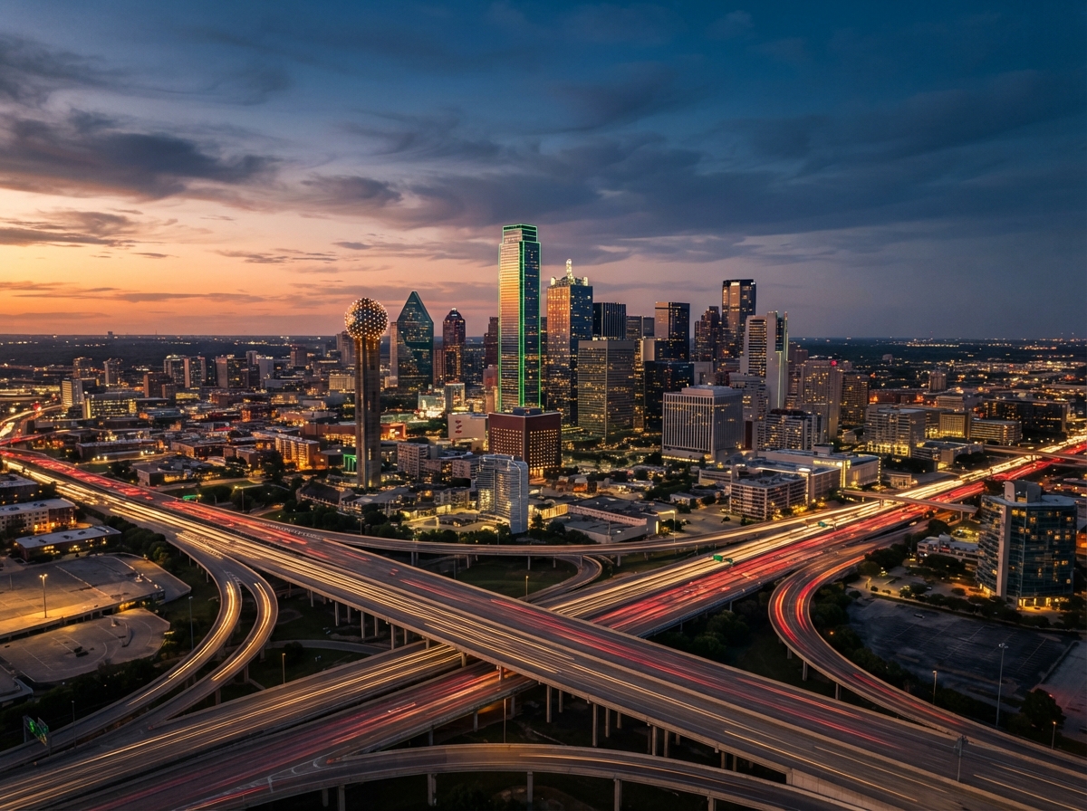 Dallas Fort Worth Texas skyline representing the home market of Titan Fidelity Group Corp, Inc