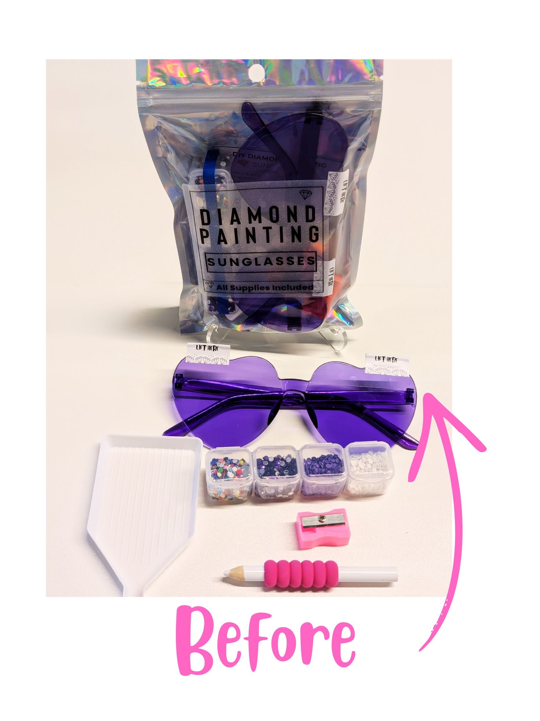 Bulk DIY Diamond Painting Sunglasses Kit (25 Pack) | Group Craft Activity | Party Craft Kit preview 3