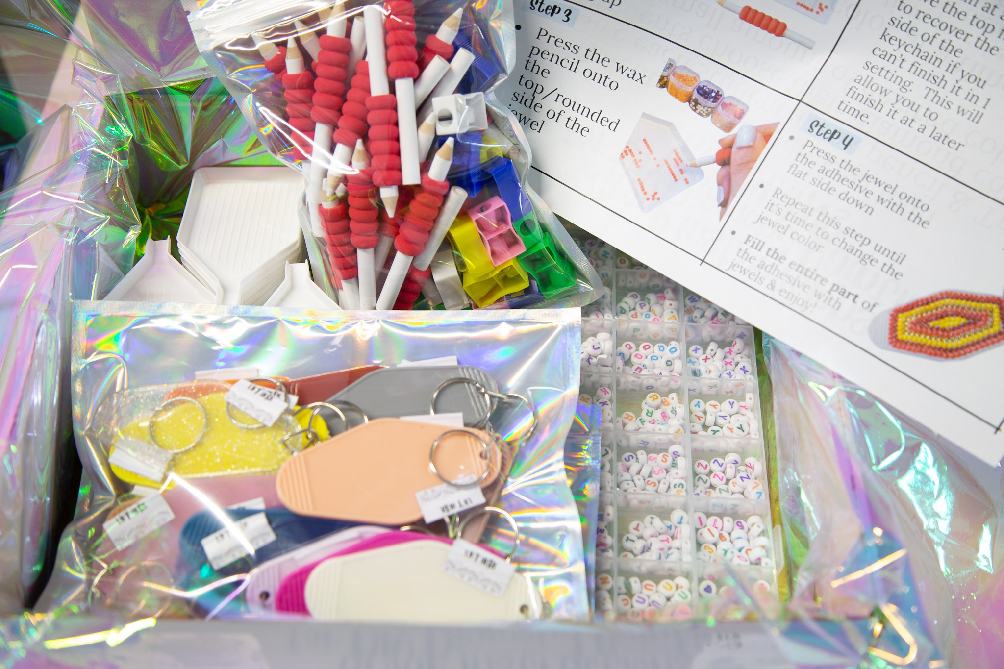 Bulk DIY Diamond Painting Keychains Kit (25 Pack) | Group Craft Activity | Party Craft Kit