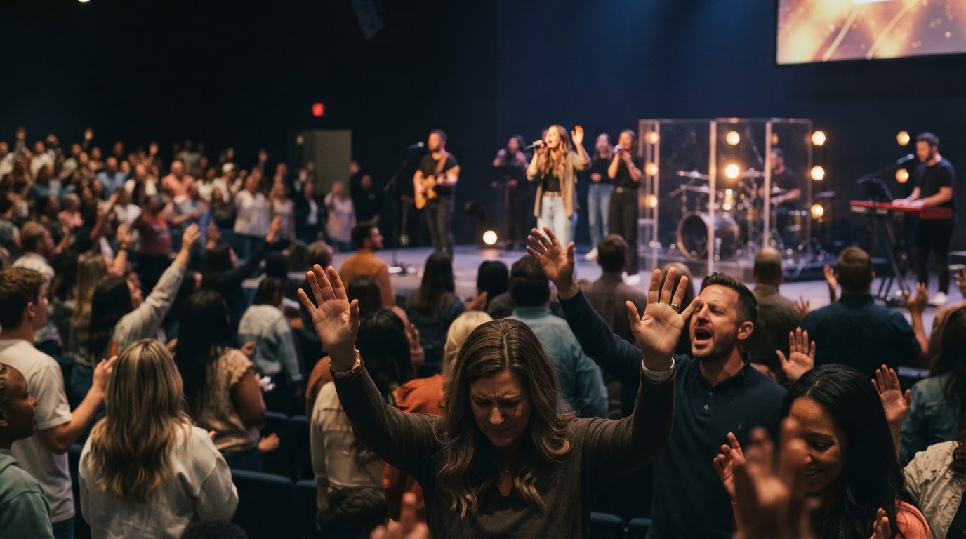 Saturday evening worship service at CrossFire Church