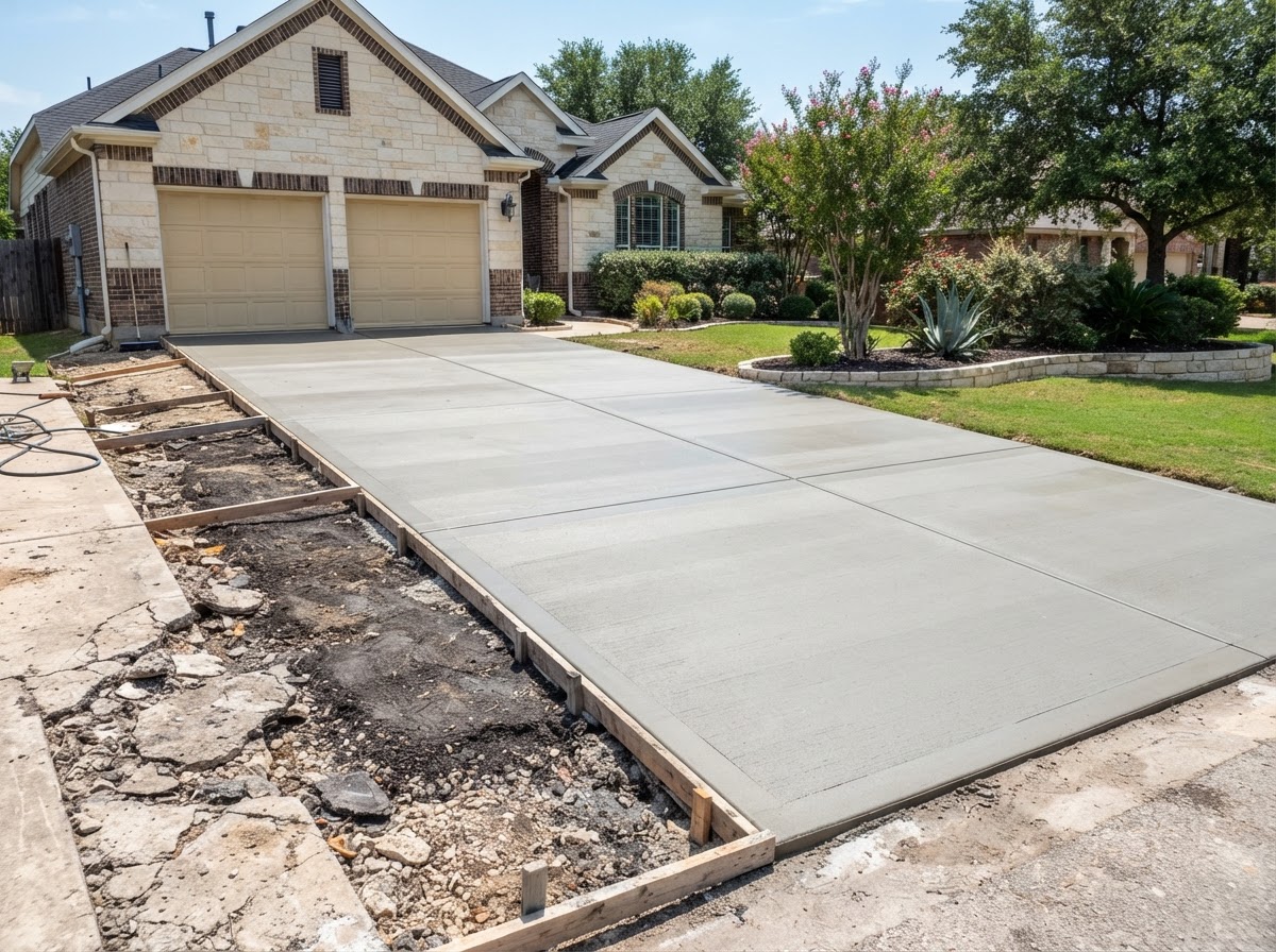 Driveway & Patio Replacement by Andy's Concrete Finishing, Denton TX