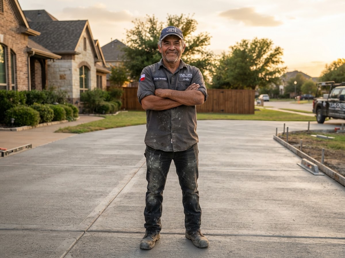 Andy Olmos, owner of Andy's Concrete Finishing in Denton, TX