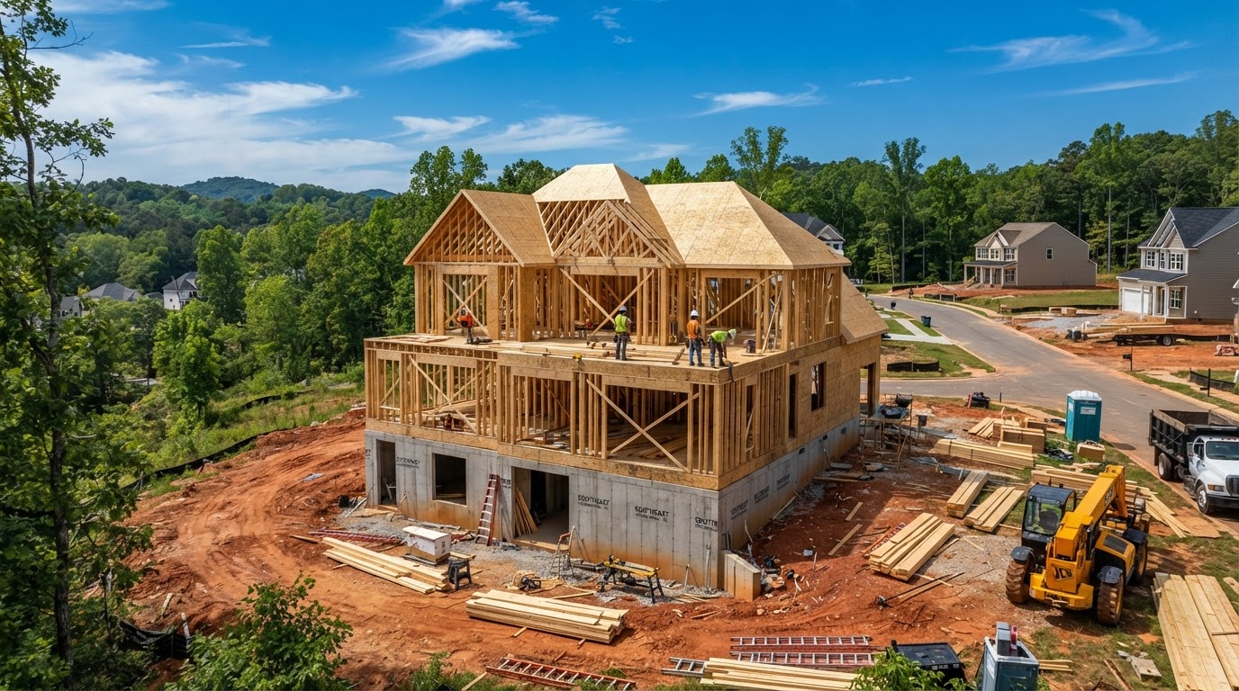 Construction project underway on a residential property in the Piedmont Triad