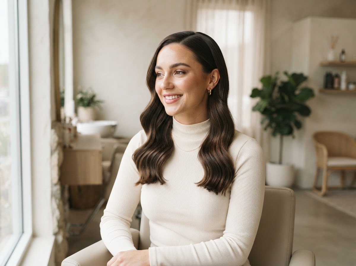 Beauty professional with polished waves in a luxury salon