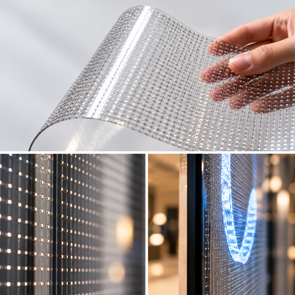 Malla conductora invisible micro-LED de precisión nanométrica y sustrato PET óptico ViZion