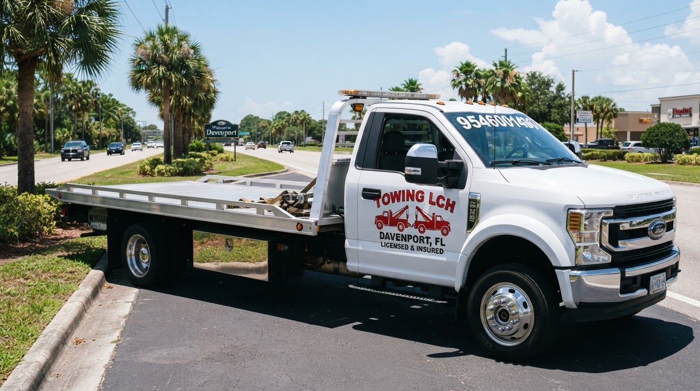 Towing LCH roadside rescue post: 🚨 24/7 Emergency flatbed response on I-4 Exit 55 (US-27 Davenport). Safe loading of an AW... — flatbed towing and roadside service in Davenport, Florida