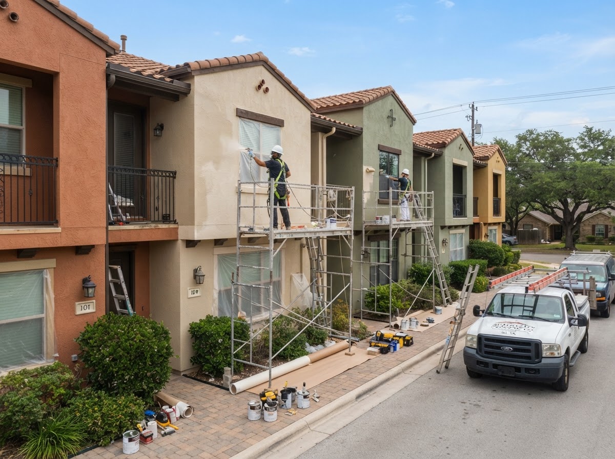 Community exterior repainting for an HOA-managed property in San Antonio