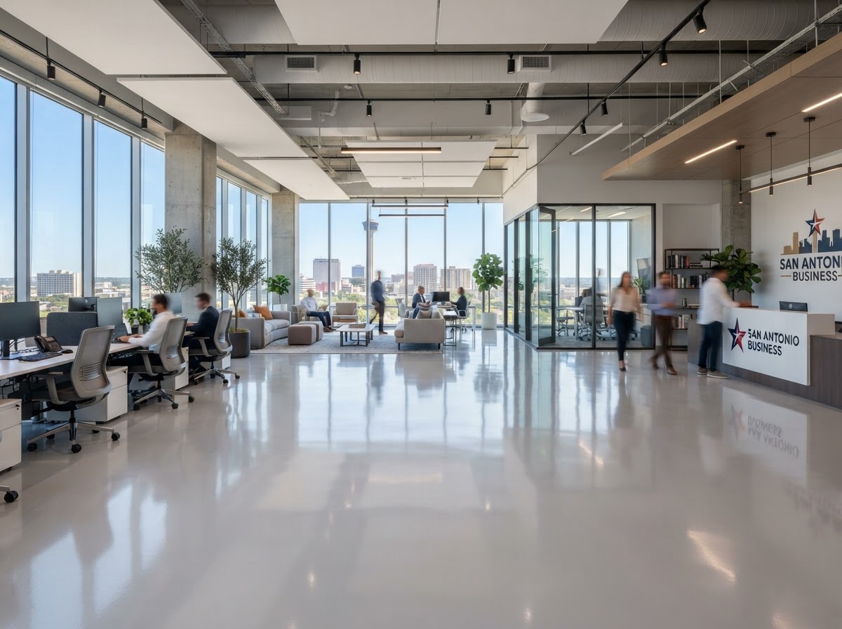 Commercial epoxy flooring installed for a San Antonio business