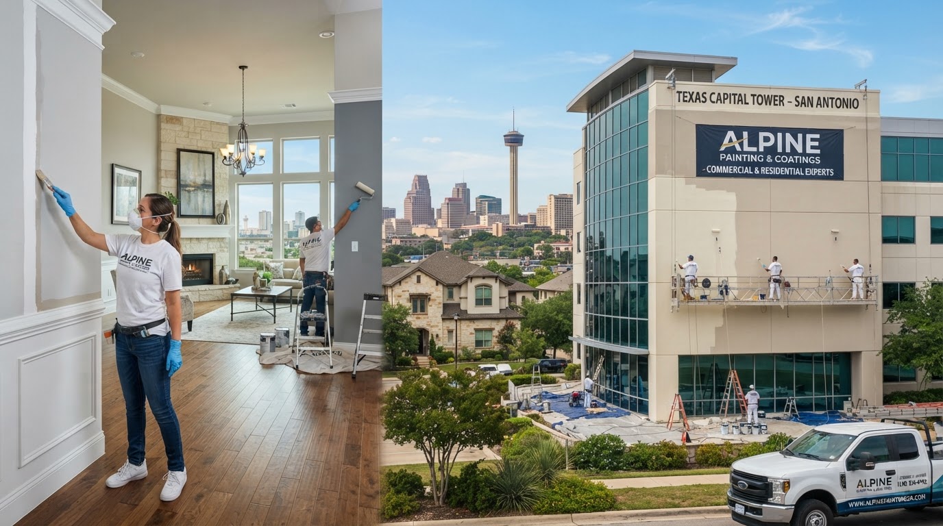 Dry Coats Painting & Contracting contractor visual combining residential and commercial painting services in San Antonio TX