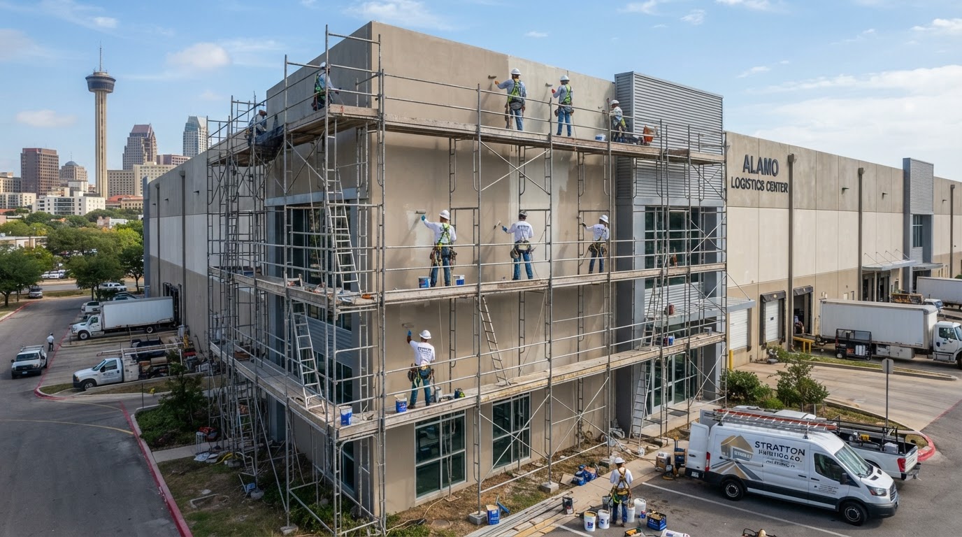 Professional commercial building painting for a San Antonio Texas commercial facility