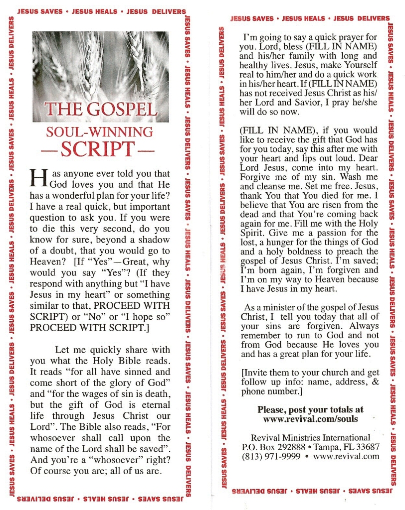 The Gospel Soul-Winning Script — The River Church at Fort Myers