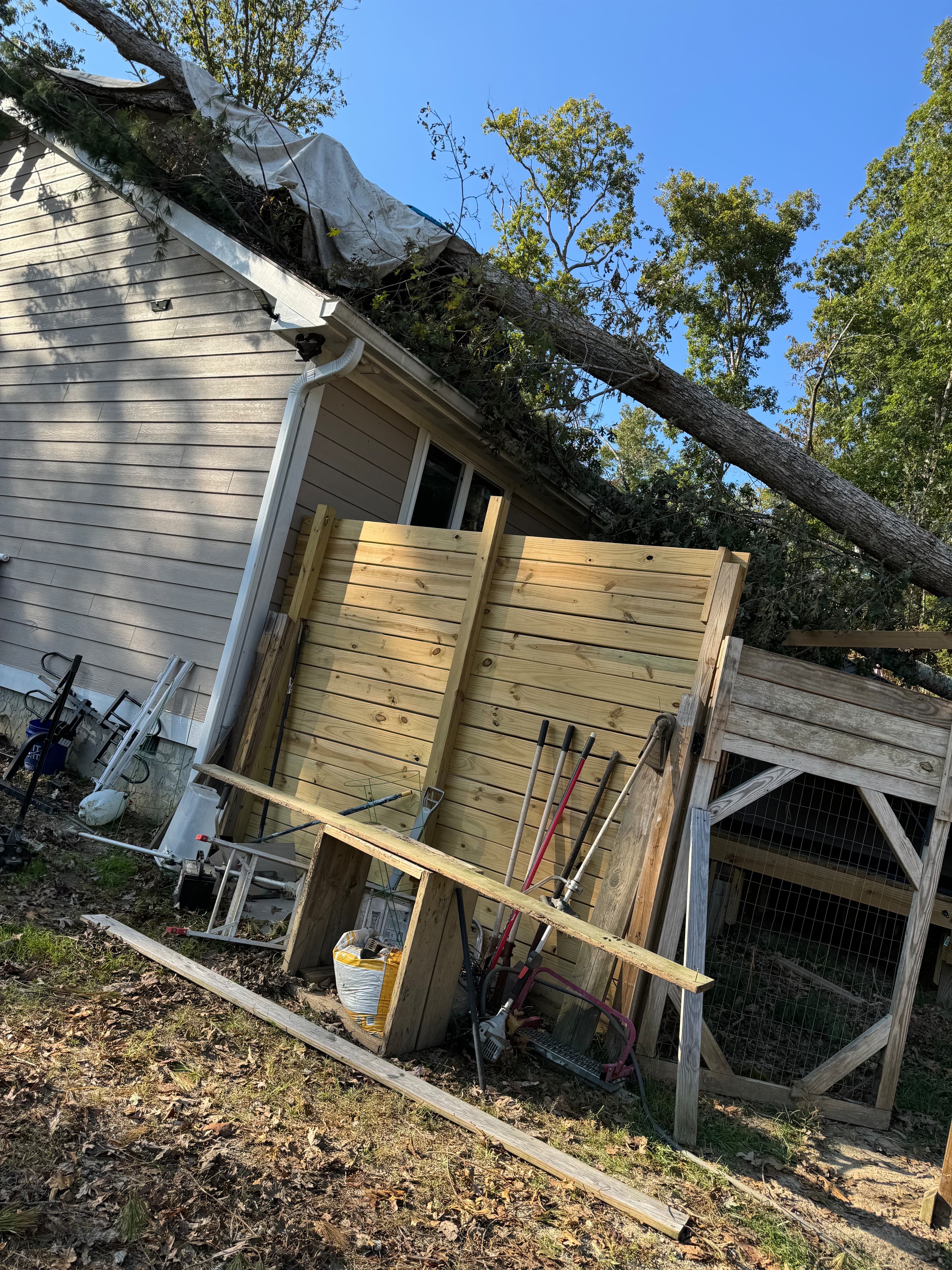 Southern Forge on-site staging, heavy timber framing components and site stabilization