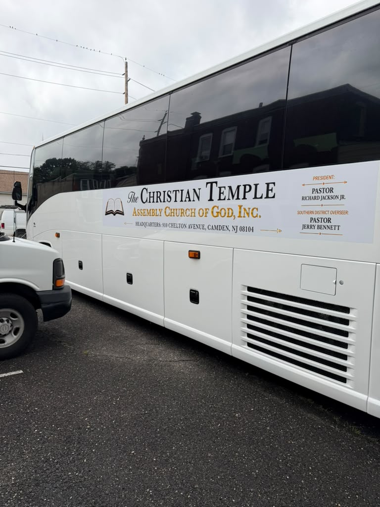 Charter Coach Bus · The Christian Temple Lettering