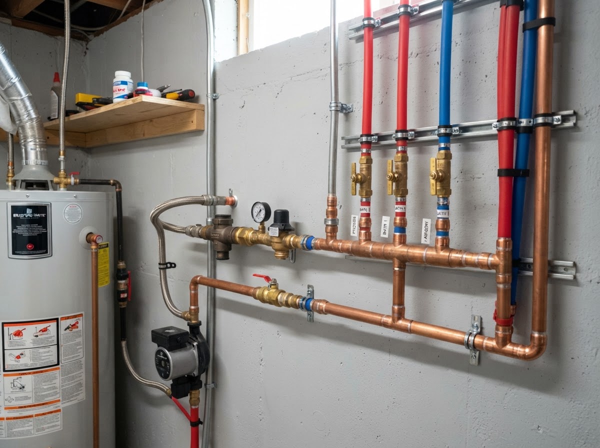 Plumbing water line fittings and piping