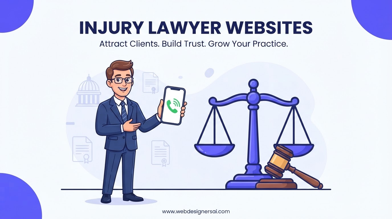 Cartoon illustration of Personal Injury Lawyers website development by Web Designers AI