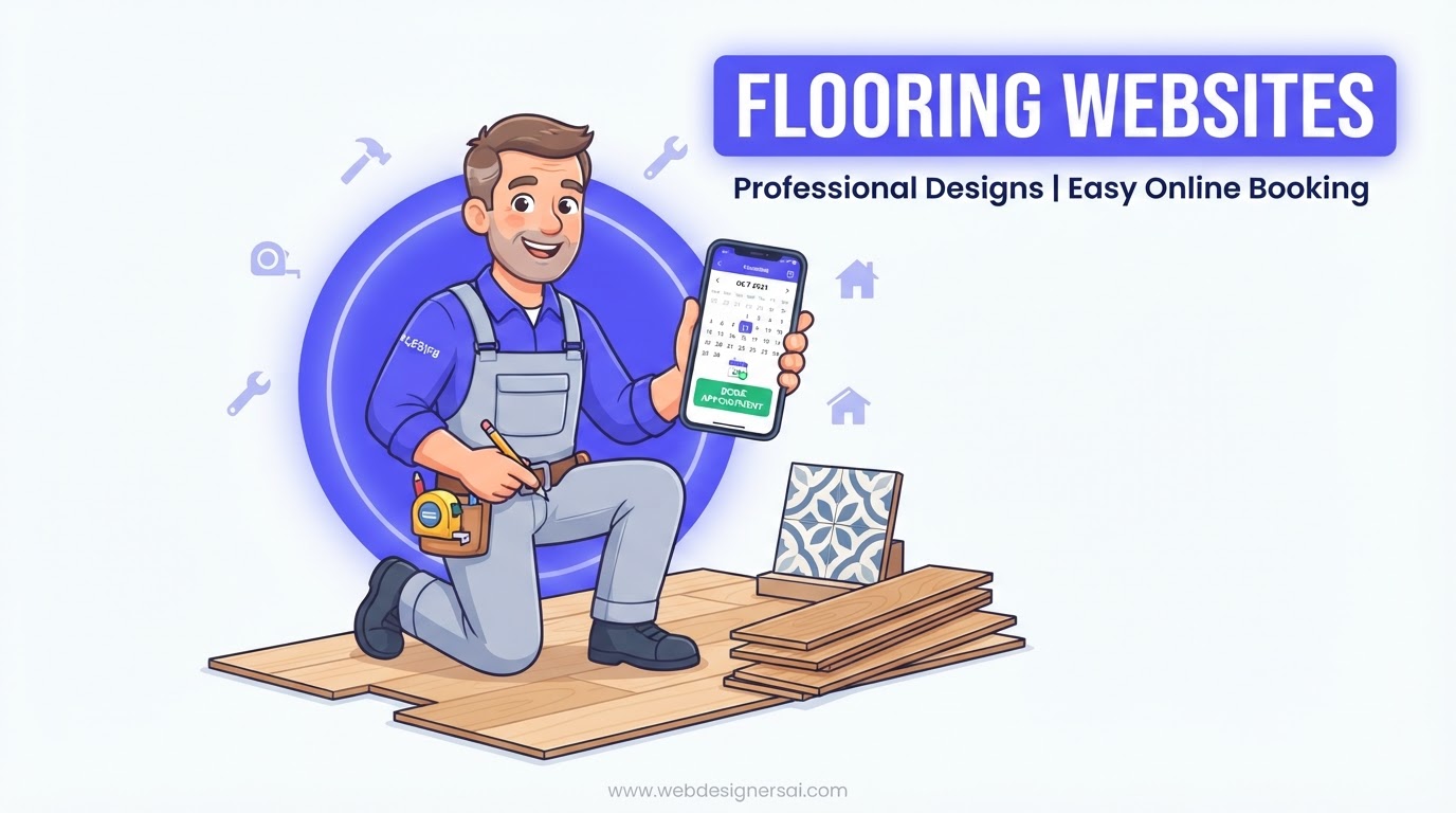 Cartoon illustration of Flooring Companies website development by Web Designers AI