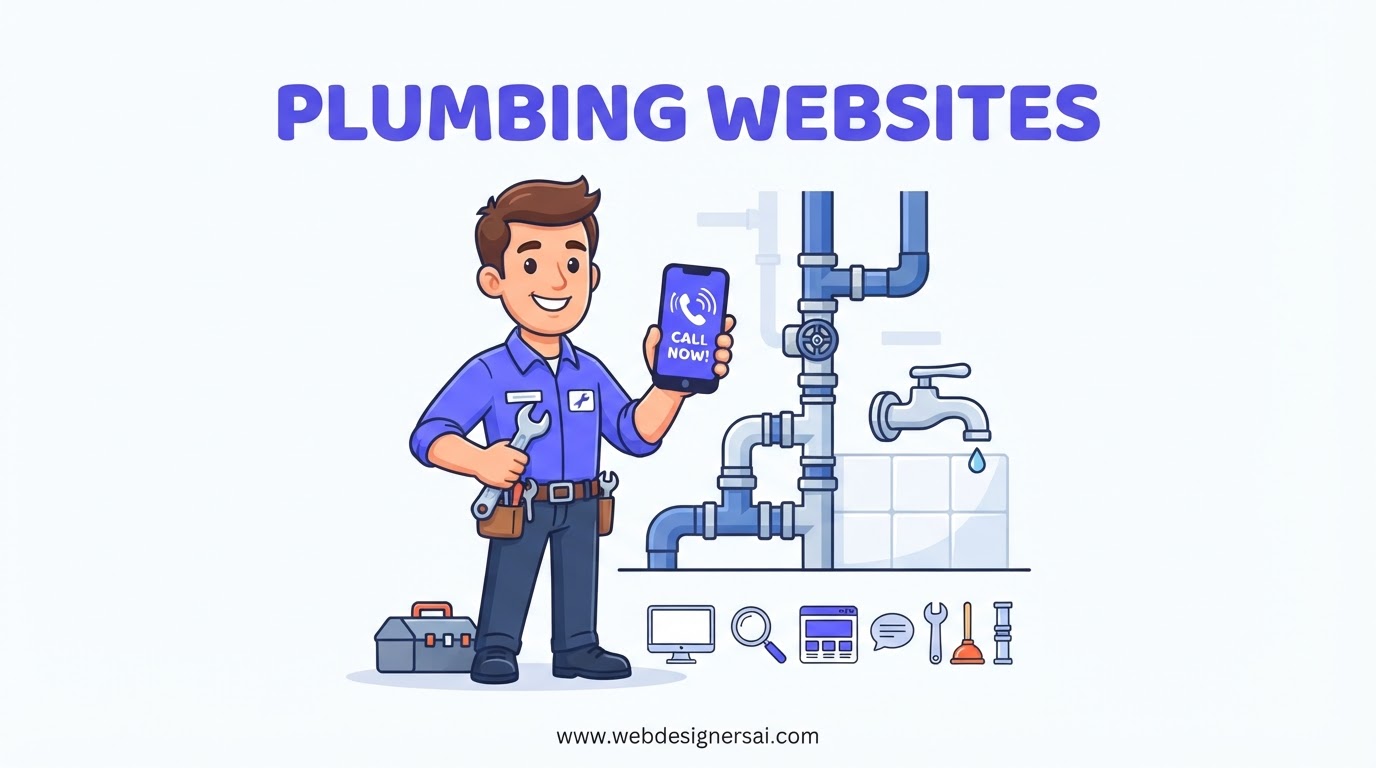 Cartoon illustration of Plumbing website development by Web Designers AI