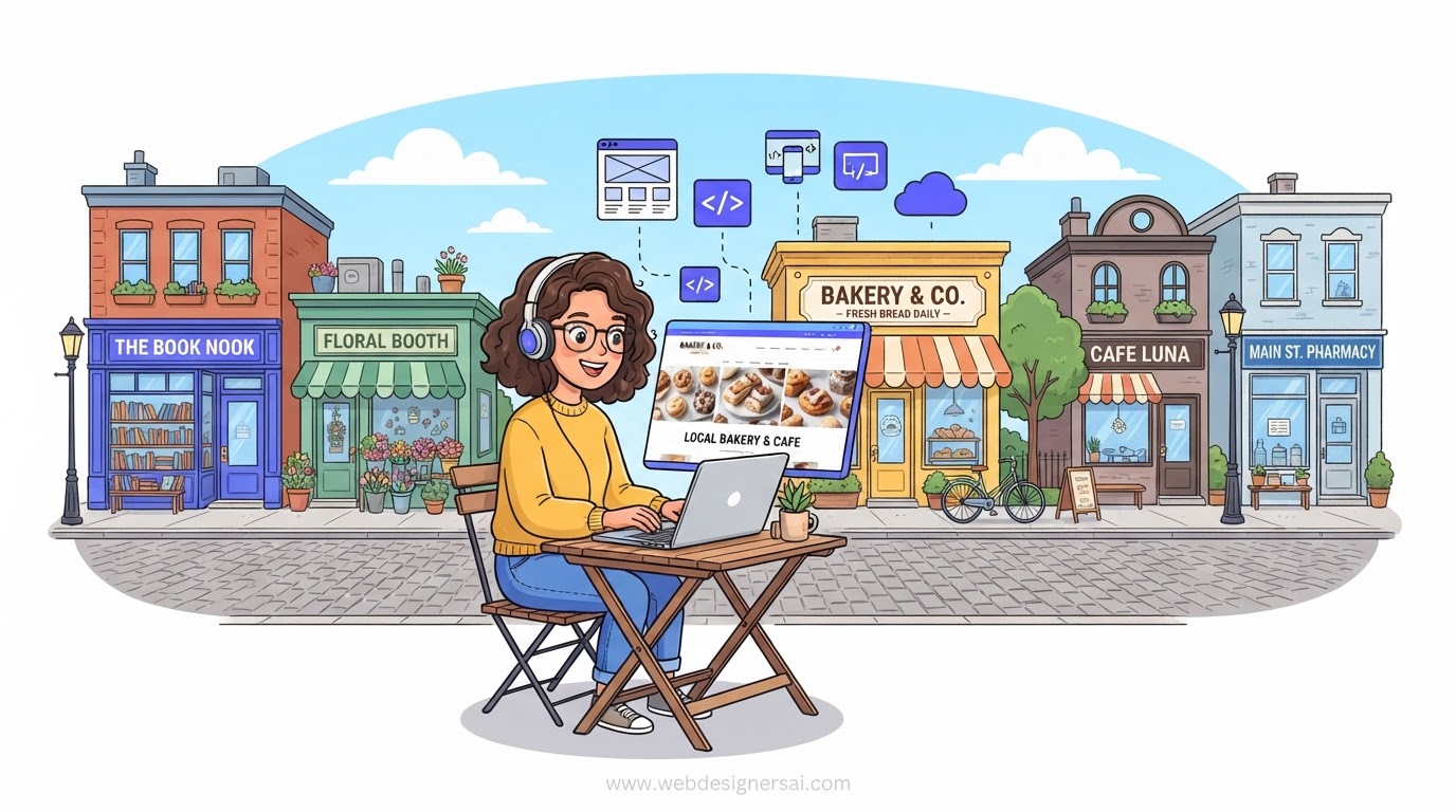 Cartoon illustration explaining website development in Bushwick, Brooklyn, New York