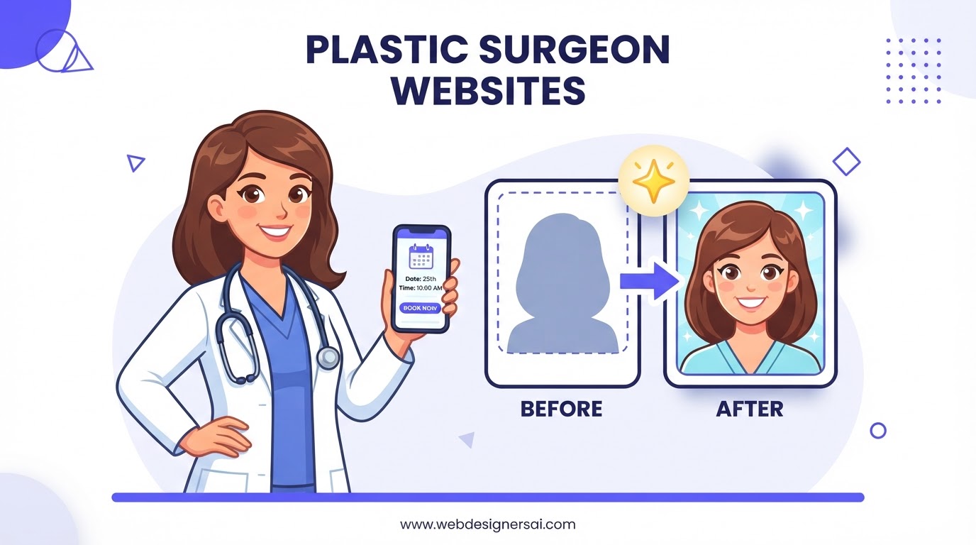 Cartoon illustration of Plastic Surgeons website development by Web Designers AI