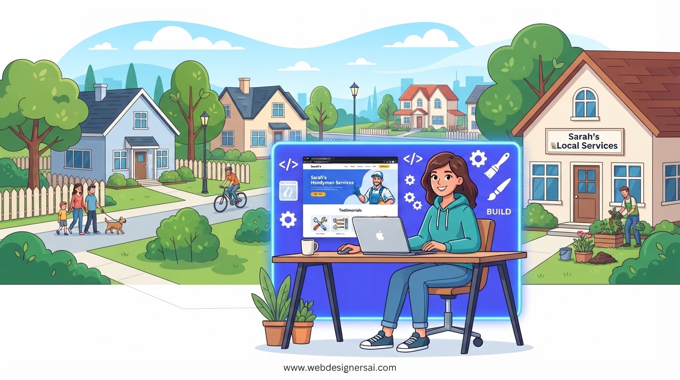 Cartoon illustration explaining website development in Midtown, Manhattan, New York
