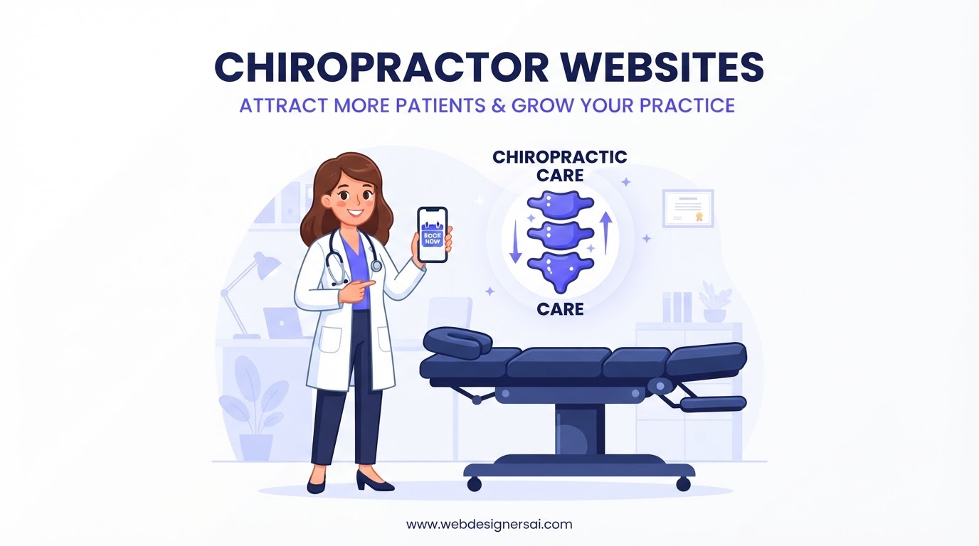 Cartoon illustration of Chiropractors website development by Web Designers AI
