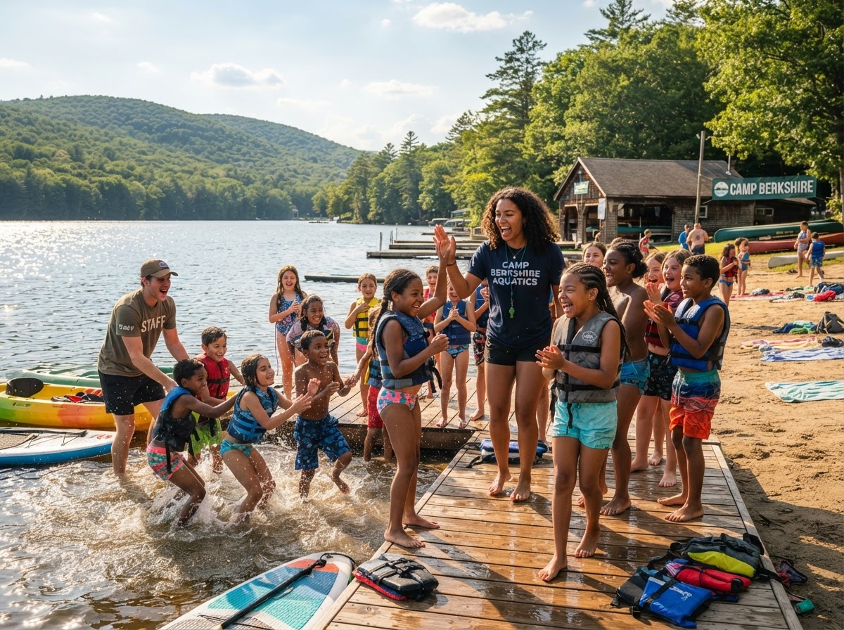 Inclusive aquatics camp at Camp Russell