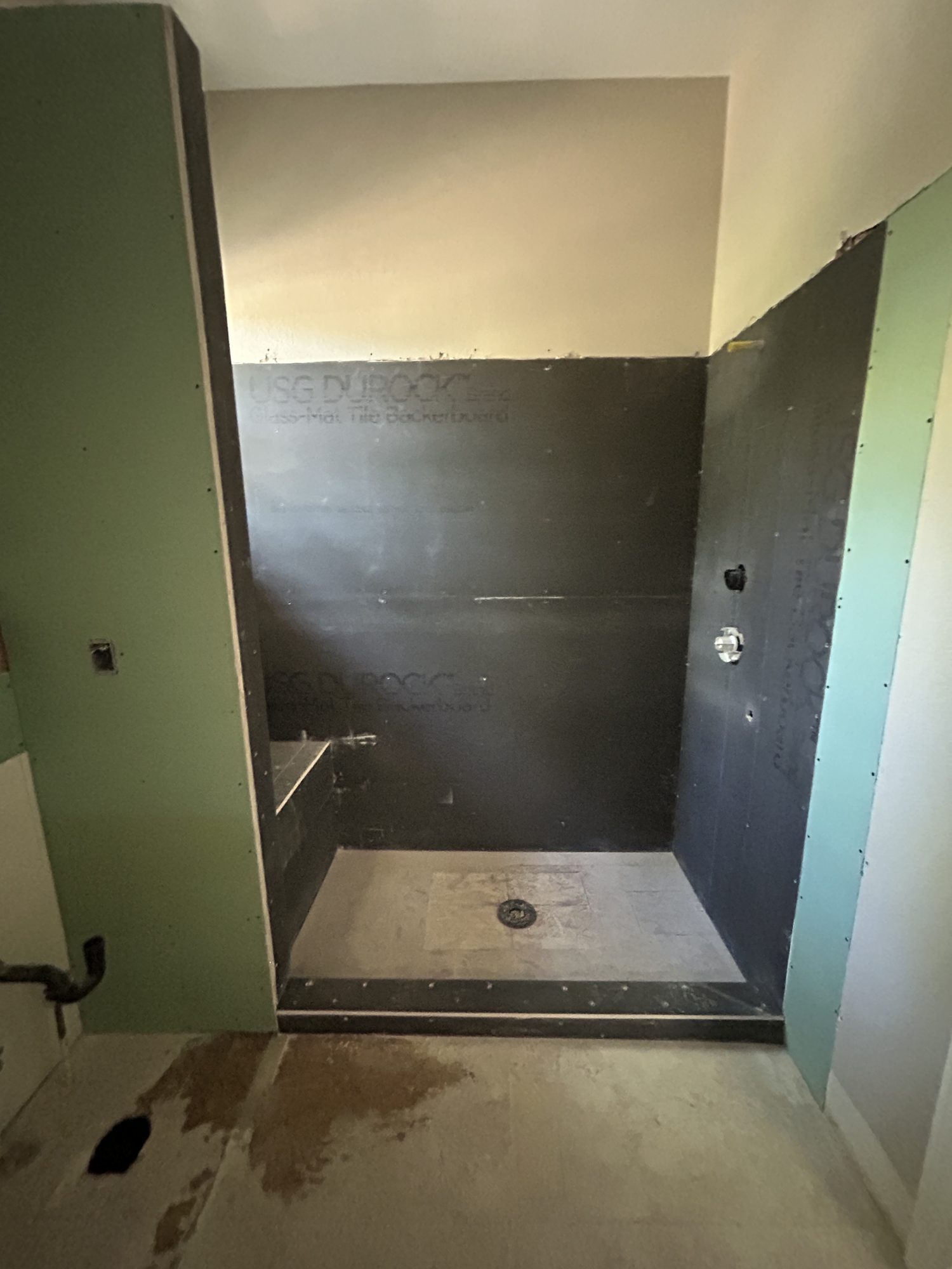 USG Durock cement board and shower bench framing, Reno, NV
