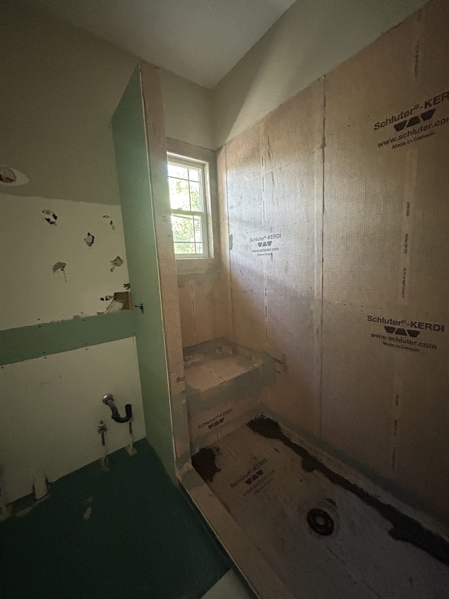 Schluter-KERDI waterproofed shower bench and niche prep, Reno, NV