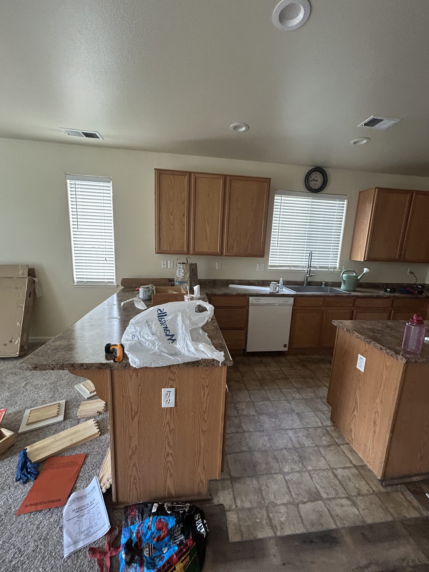 Kitchen island and cabinetry before remodel, Reno, NV