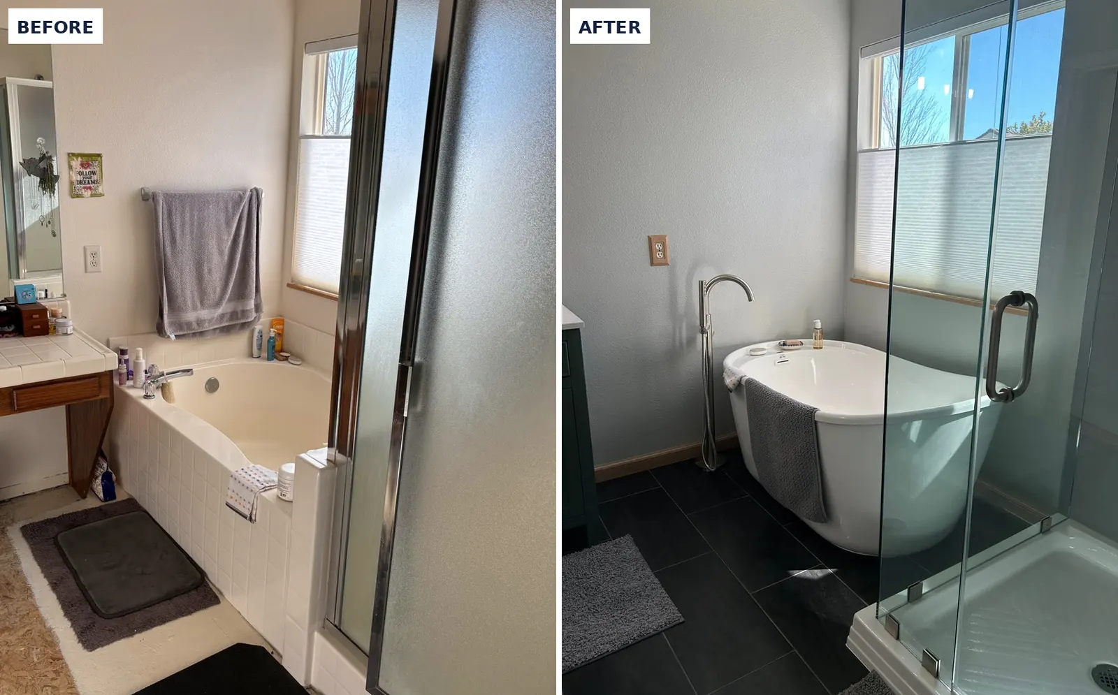 Recent project: bathroom before and after remodel, Reno, NV