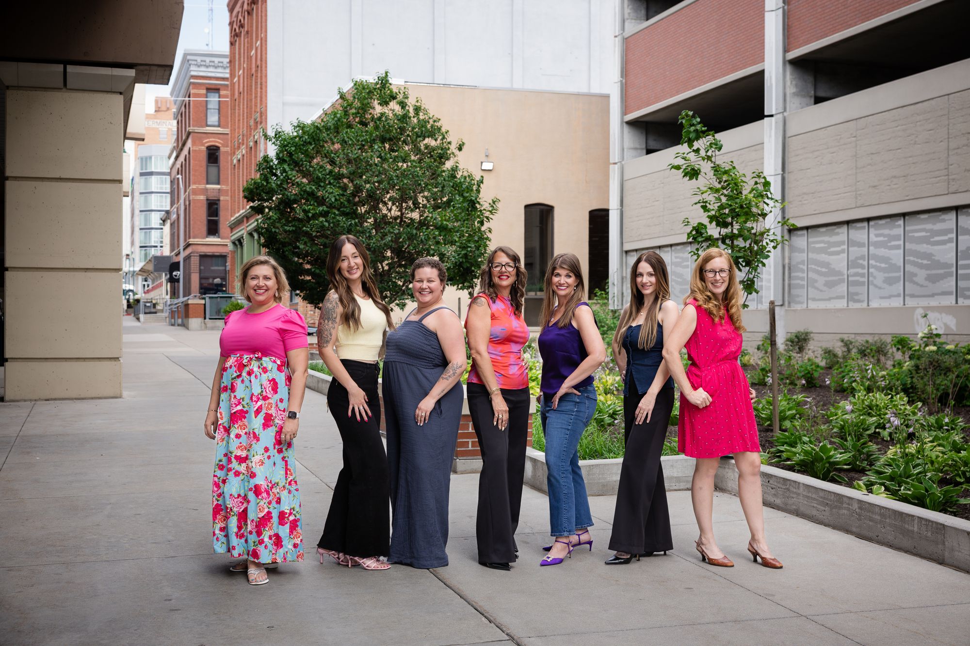 The Bosom Collective team standing together in downtown Lincoln.