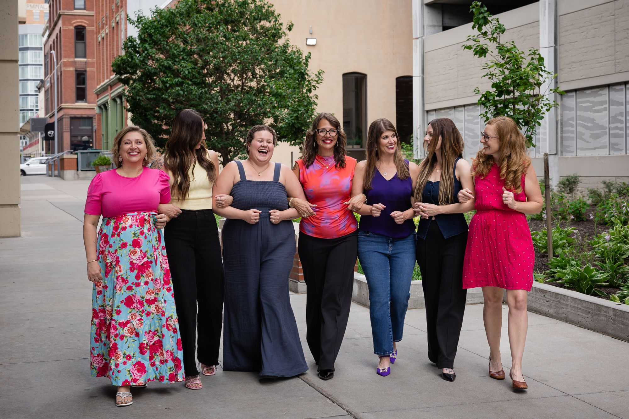 Members of The Bosom Collective walking together in Lincoln.