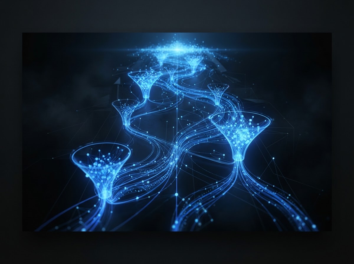 Visualización abstracta de posicionamiento orgánico y demanda