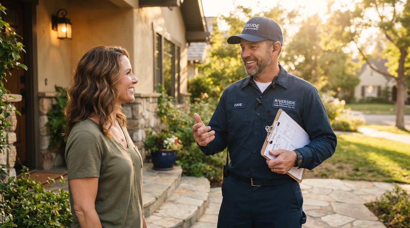Riverside business contractor on phone