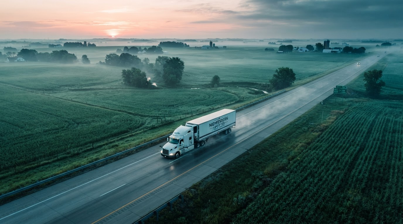 Class 8 sleeper tractor on the highway