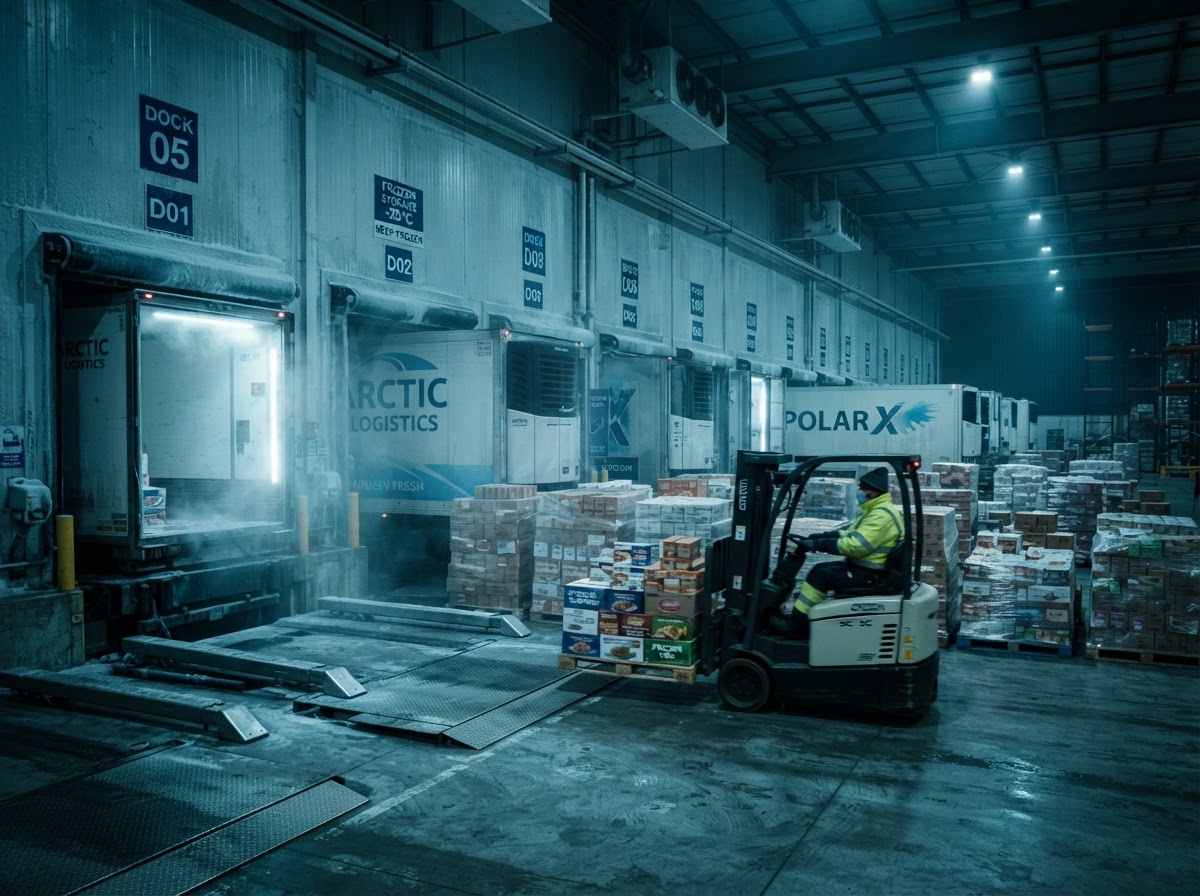 Cold storage loading dock with refrigerated trailers