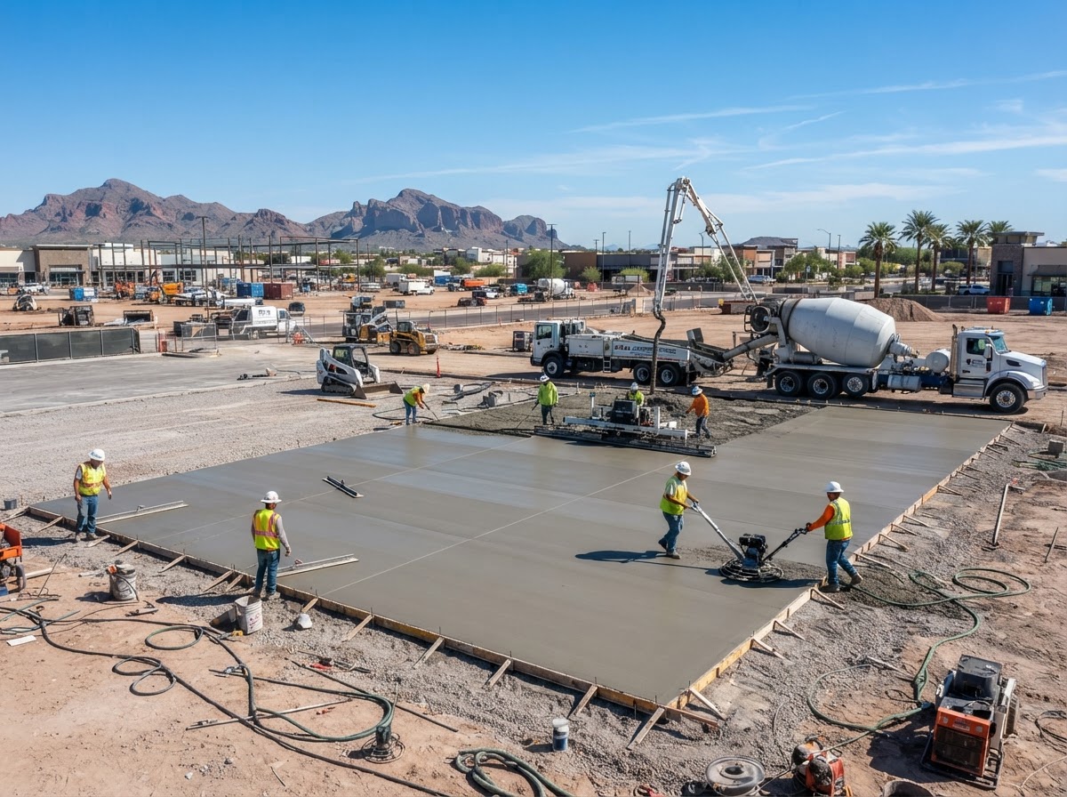Commercial concrete parking lot and flatwork
