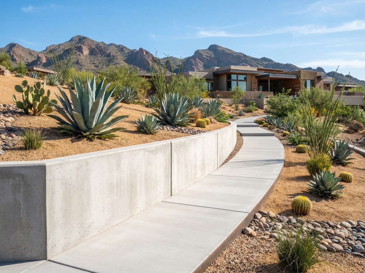 Agave Retaining Wall & Walkway