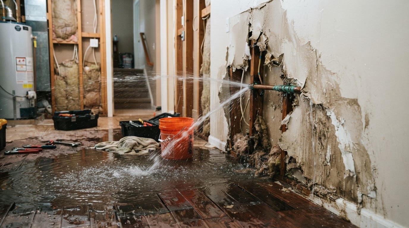 Burst pipe and plumbing leak cleanup in Huntsville